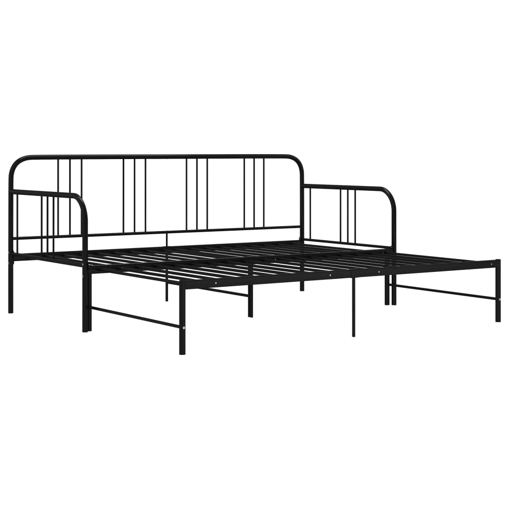 Daybed extendable black metal 90x200 cm