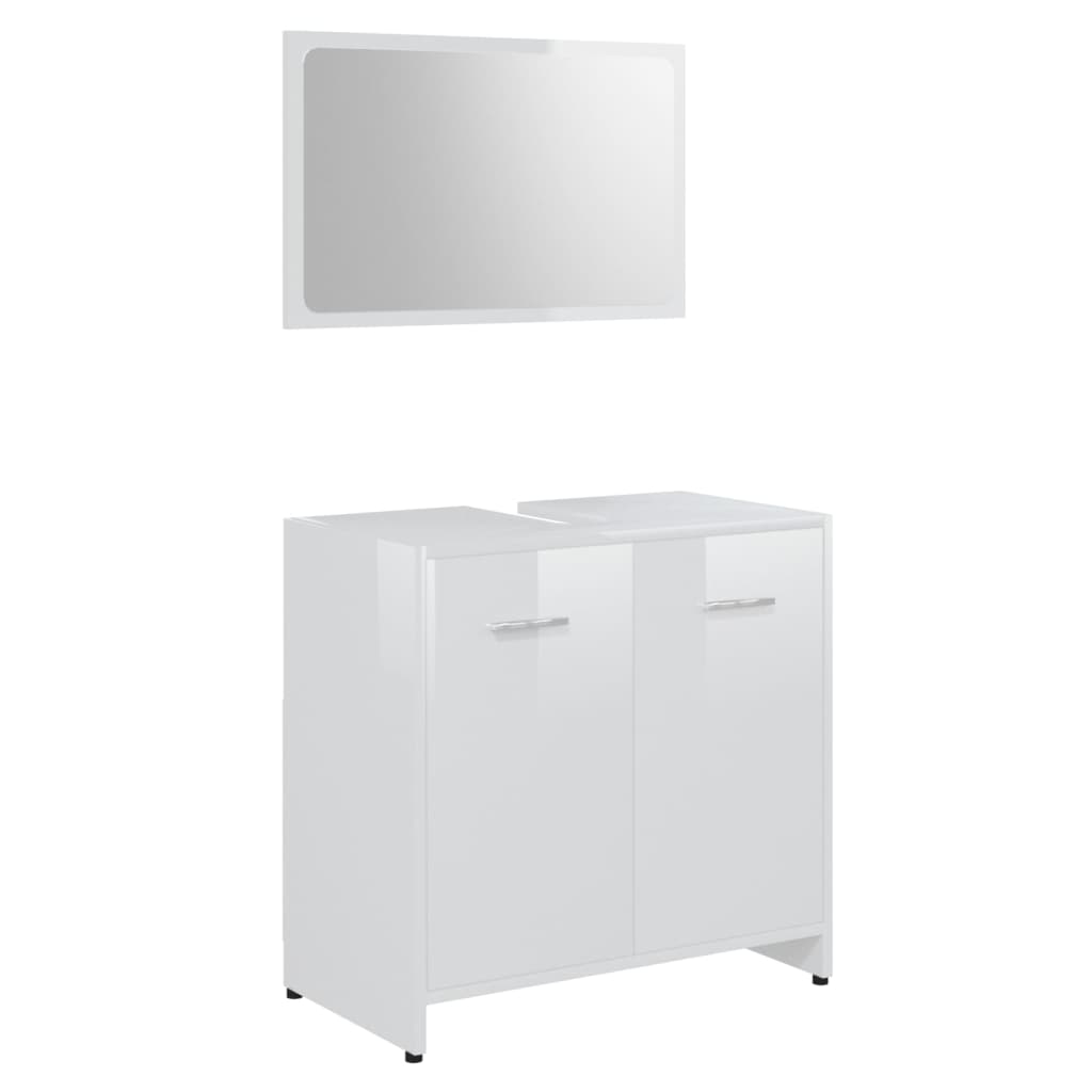 4-piece bathroom furniture set high-gloss white wood material