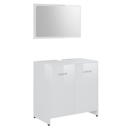 4-piece bathroom furniture set high-gloss white wood material