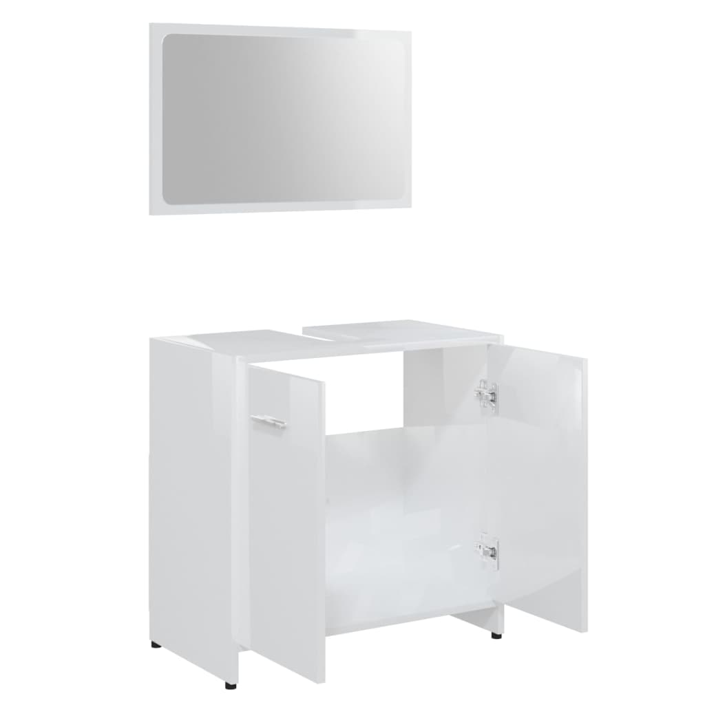 4-piece bathroom furniture set high-gloss white wood material