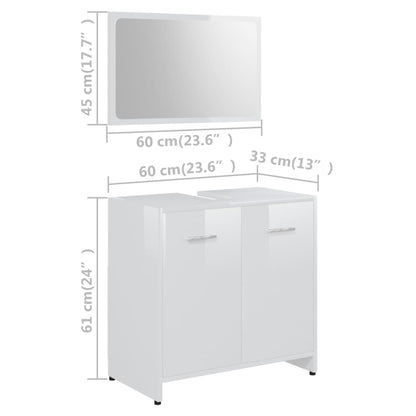 4-piece bathroom furniture set high-gloss white wood material