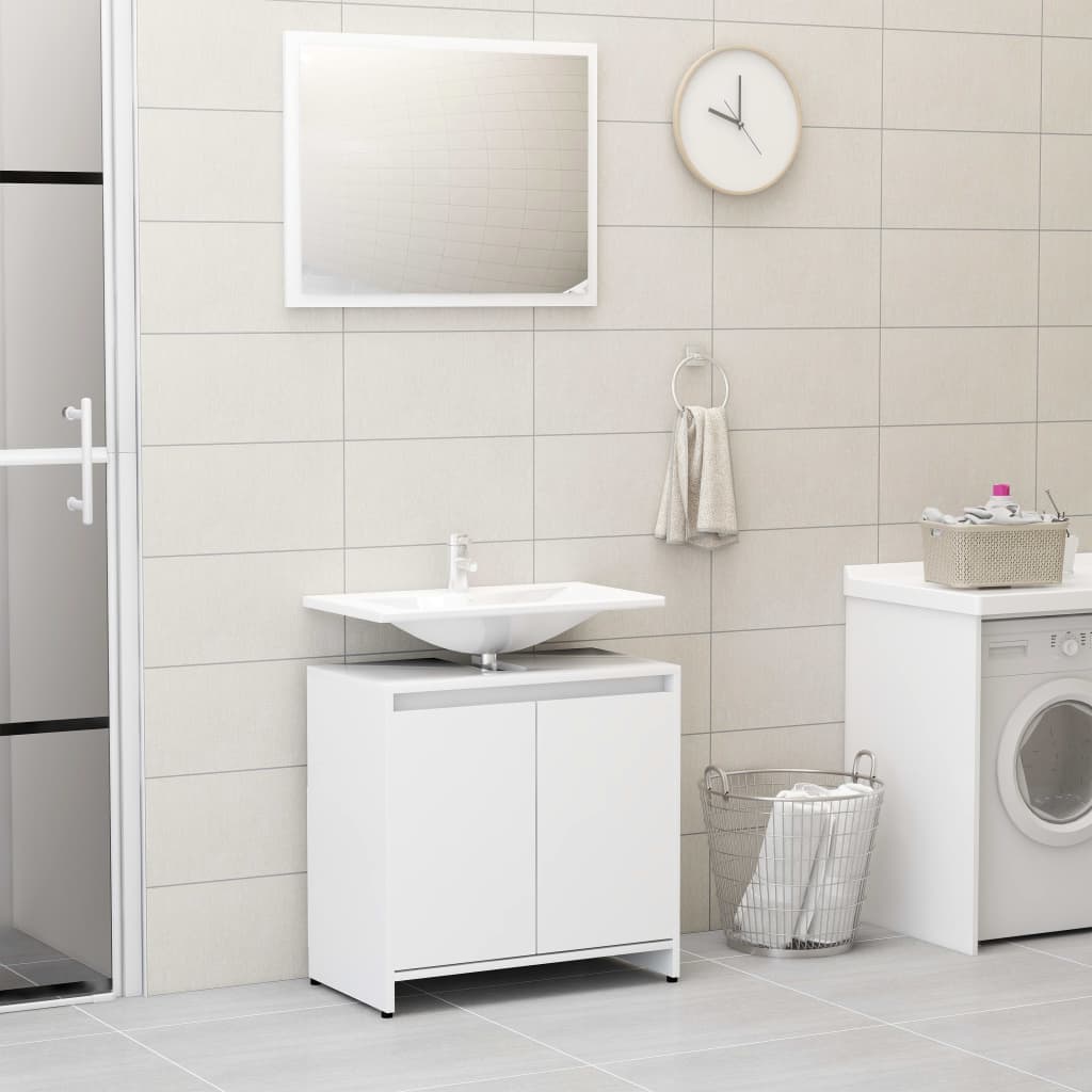 4-piece bathroom furniture set white wood material