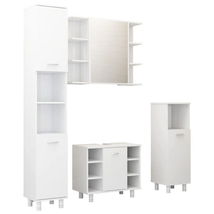 4-piece bathroom furniture set high-gloss white wood material