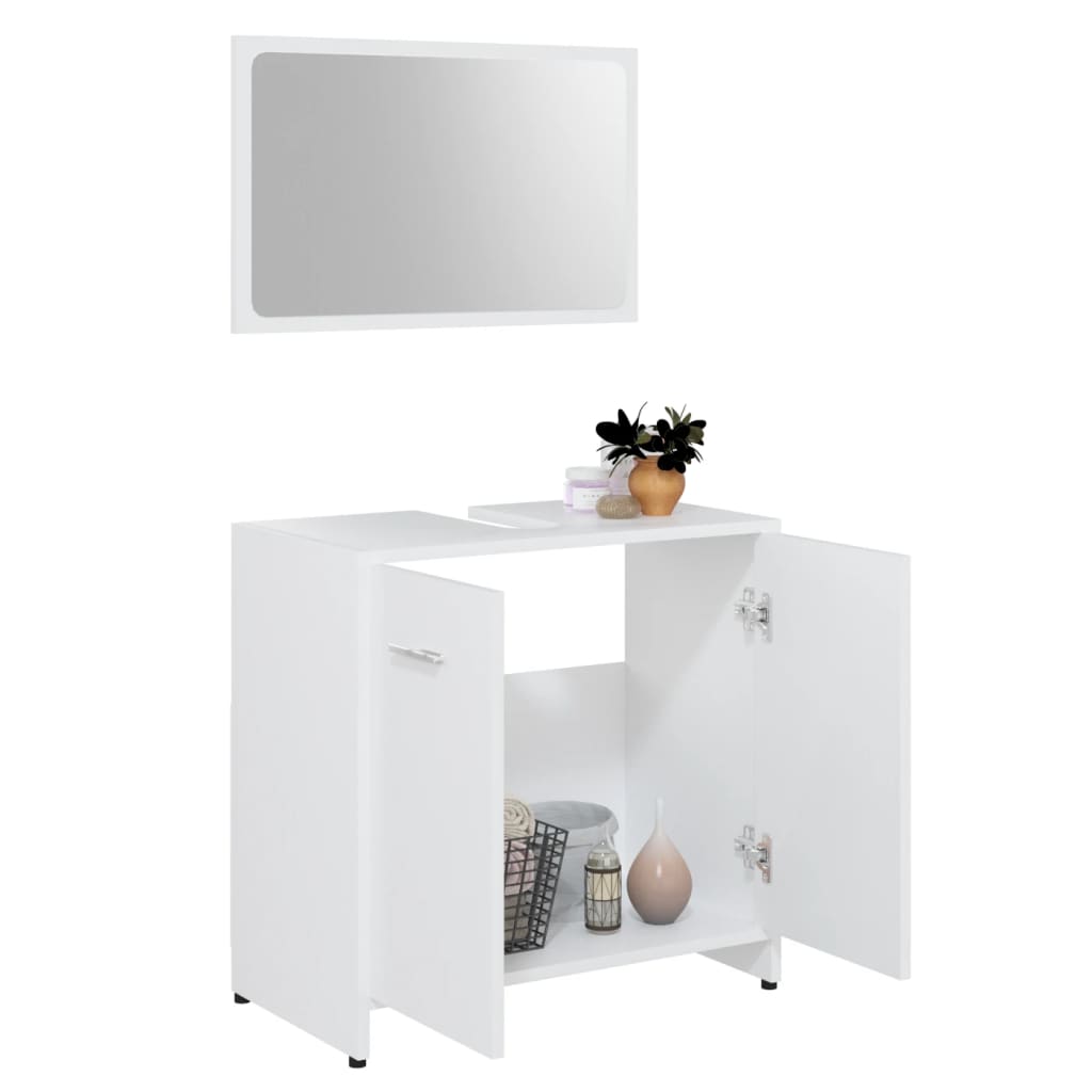 3-piece bathroom furniture set white wood material