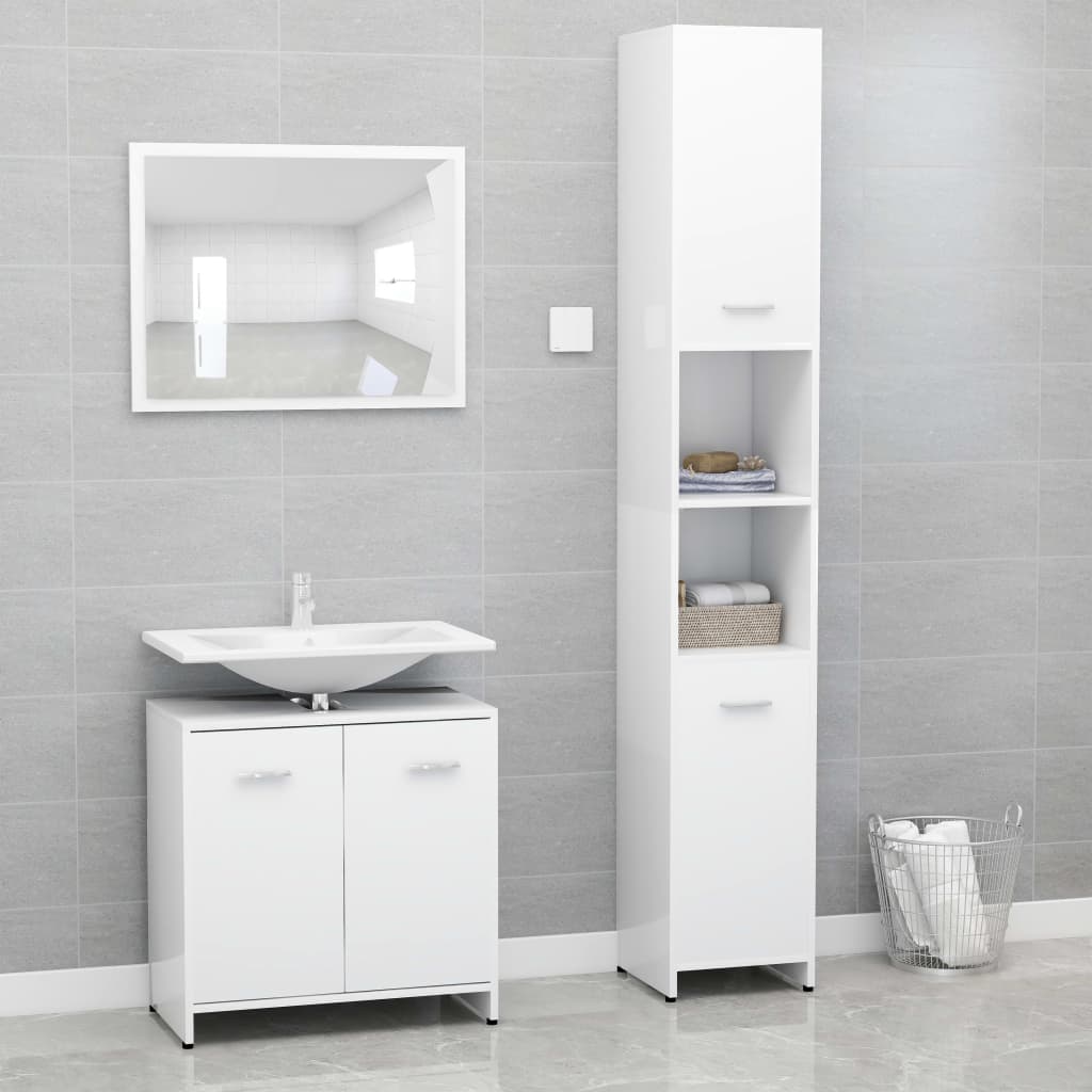 3-piece bathroom furniture set white wood material