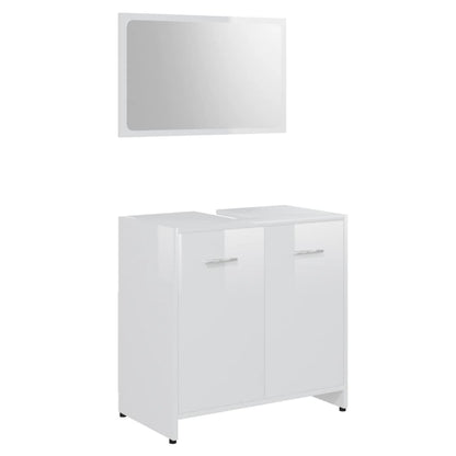 3-piece bathroom furniture set high-gloss white wood material