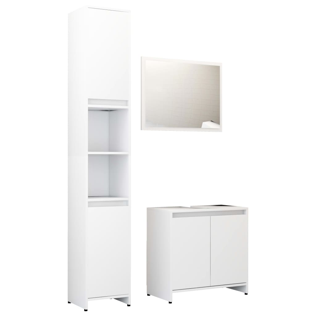 3-piece bathroom furniture set white wood material