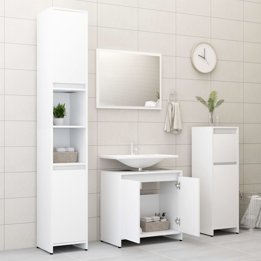 3-piece bathroom furniture set white wood material