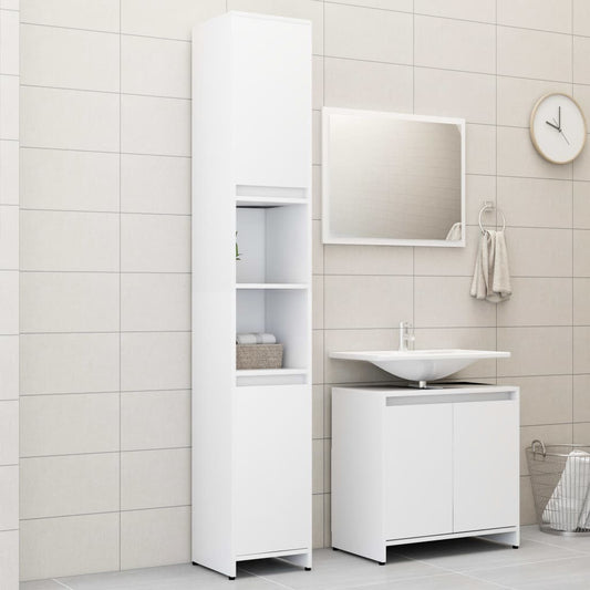 3-piece bathroom furniture set white wood material