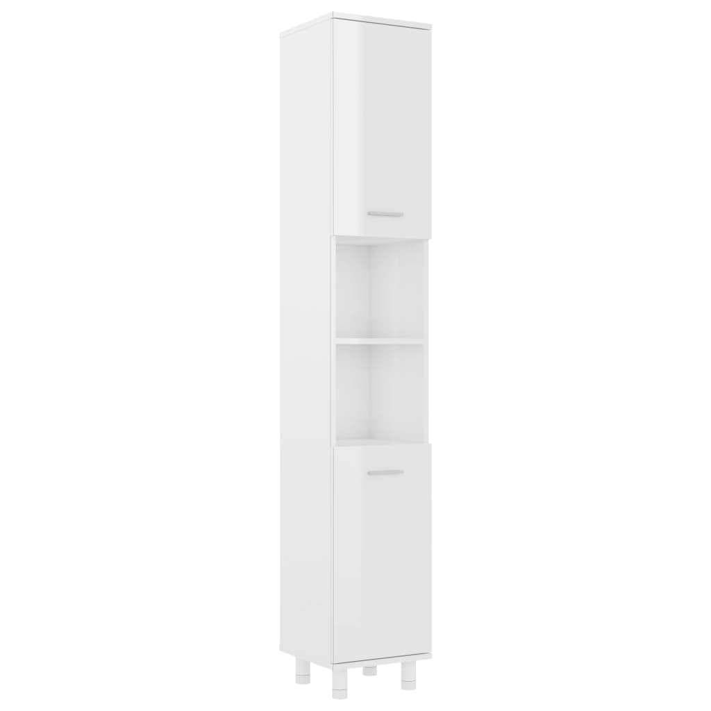 3-piece bathroom furniture set high-gloss white wood material