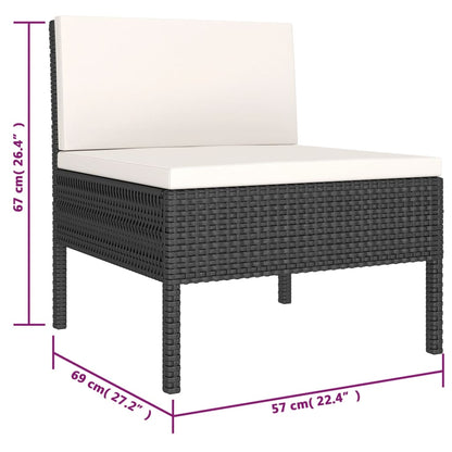 6 kom. Vrtna garnitura za sjedenje s jastucima od poliratana crne boje