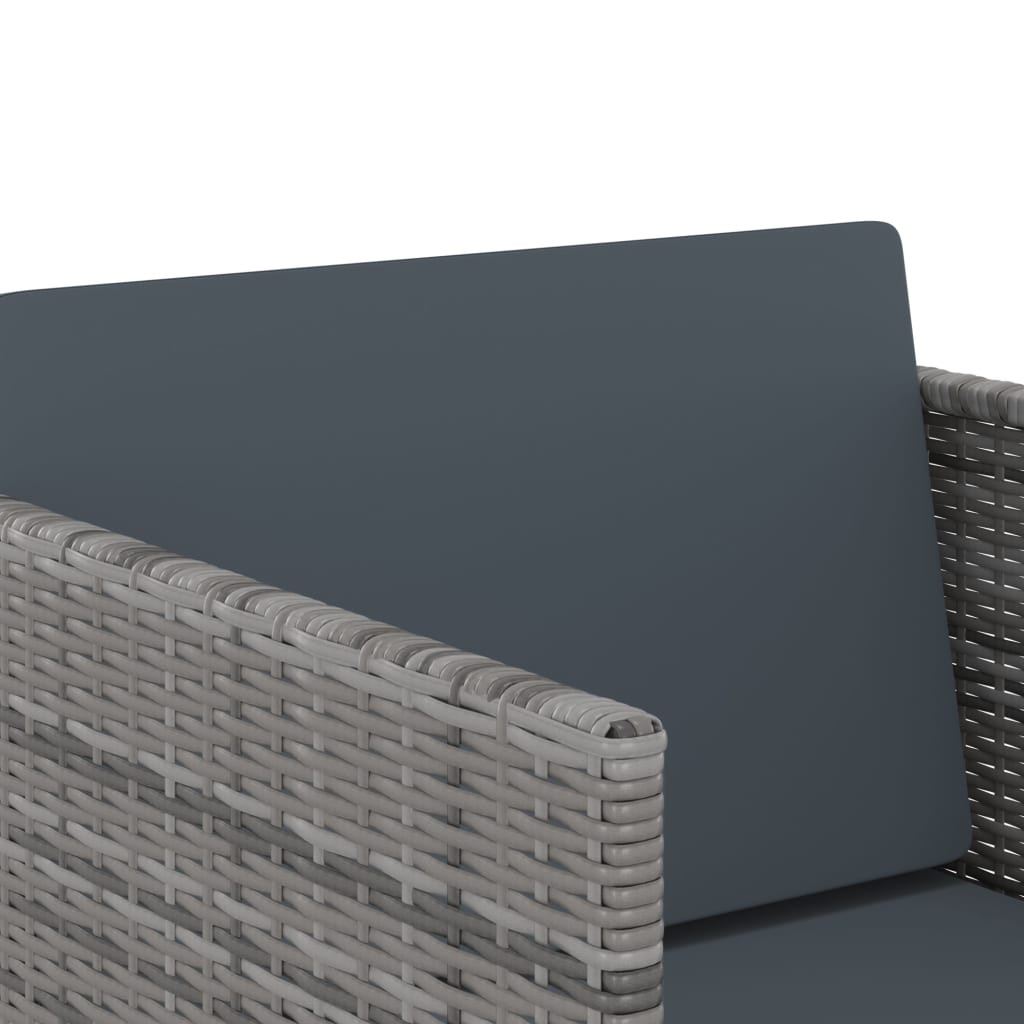 11 kom. Vrtna blagovaonska garnitura s jastucima od poliratana u sivoj boji