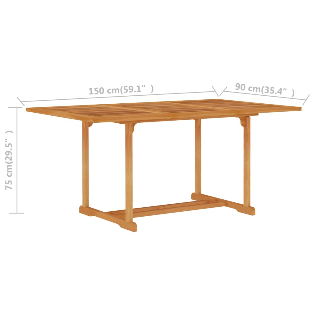 Garden table 150x90x75 cm solid teak wood