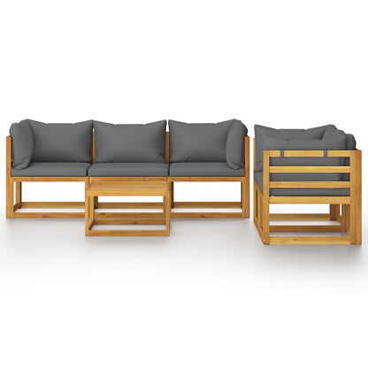 6-piece garden lounge set with cushions made of solid acacia wood