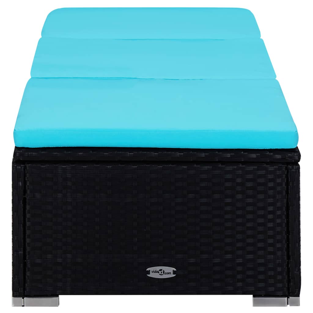 3-piece garden sun loungers with tea table poly rattan black