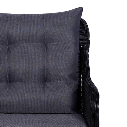 9-piece garden dining set poly rattan black