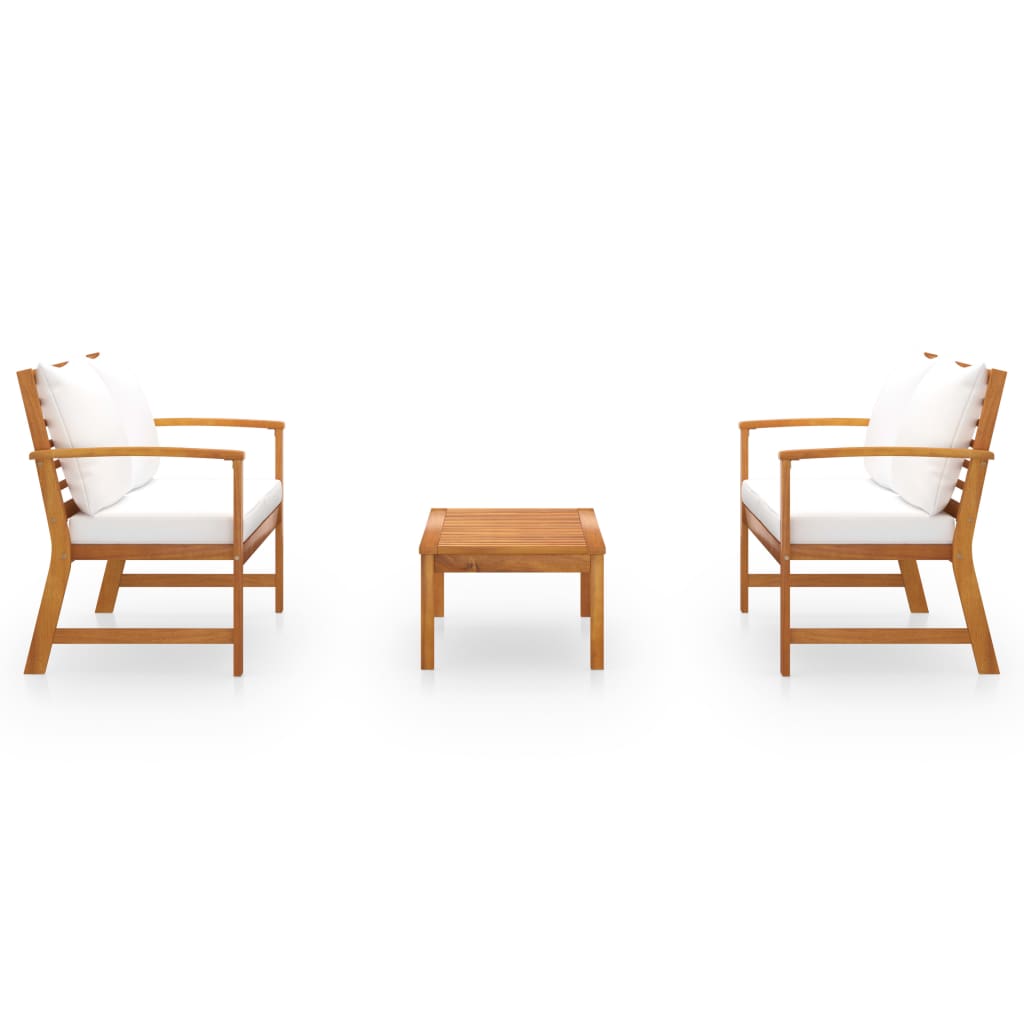 3 kom. Vrtna garnitura za sjedenje s jastucima od punog drva akacije