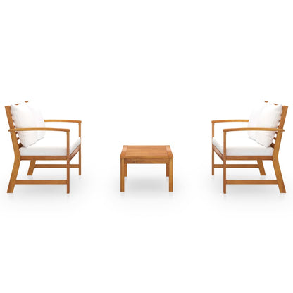 3 kom. Vrtna garnitura za sjedenje s jastucima od punog drva akacije