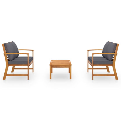 3 kom. Vrtna garnitura za sjedenje s jastucima od punog drva akacije