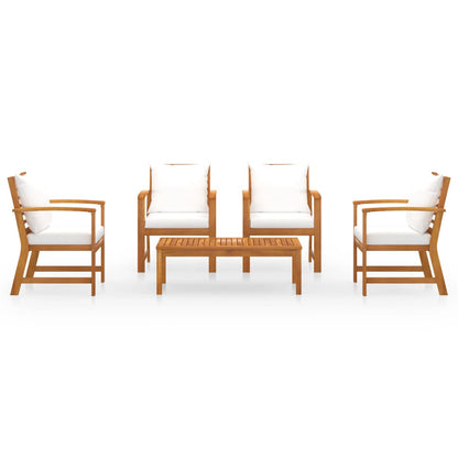 5-piece garden lounge set with cushions made of solid acacia wood