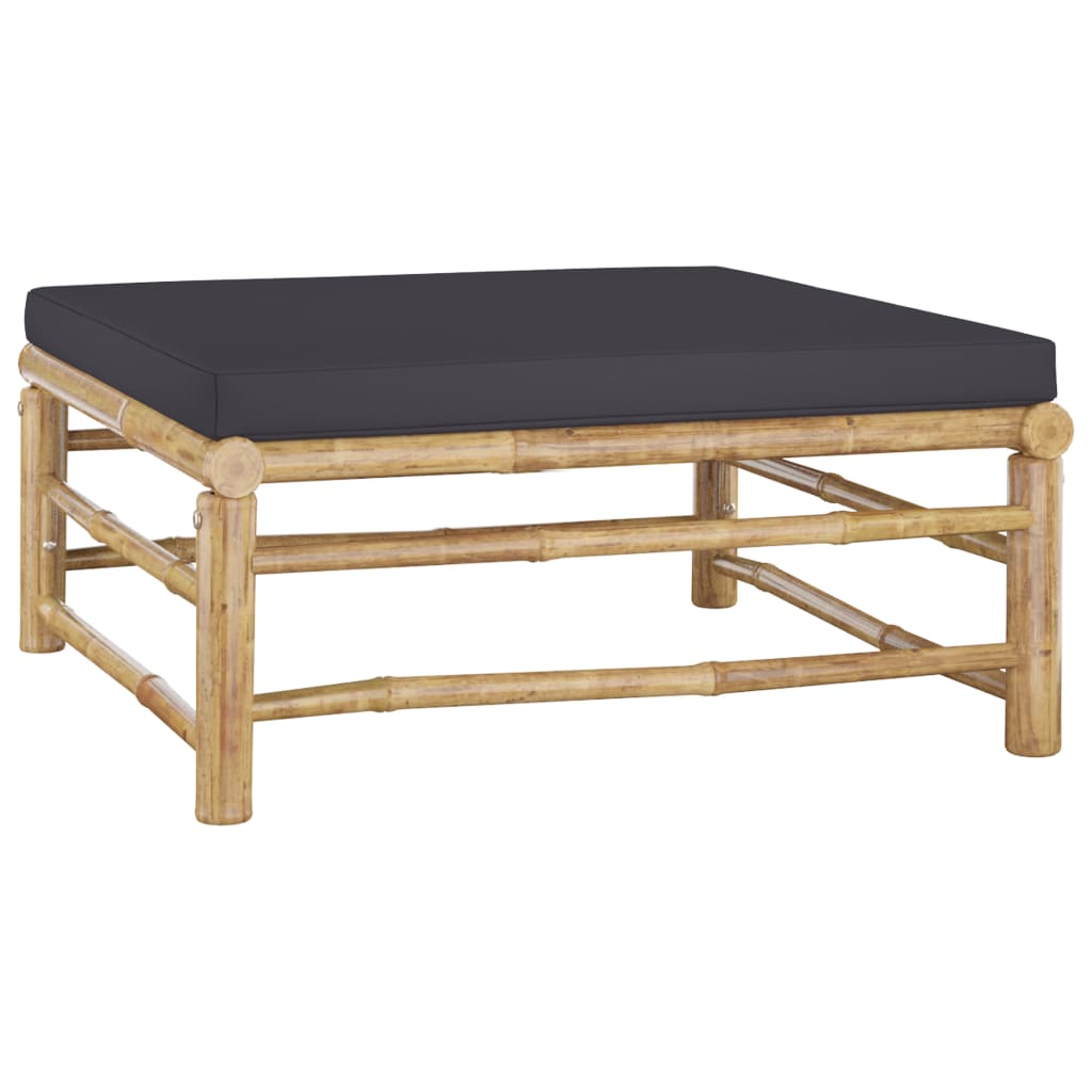 5-piece garden lounge set with dark grey cushions bamboo