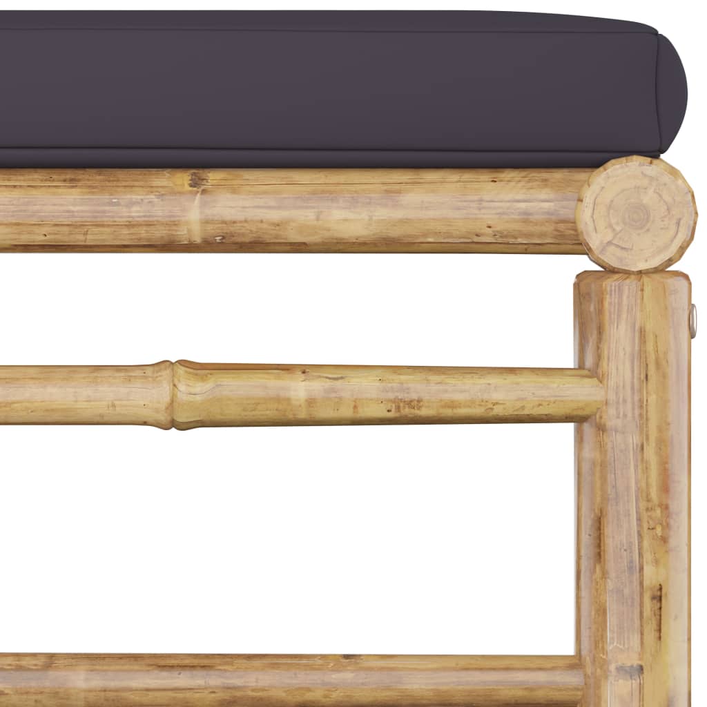 5-piece garden lounge set with dark grey cushions bamboo