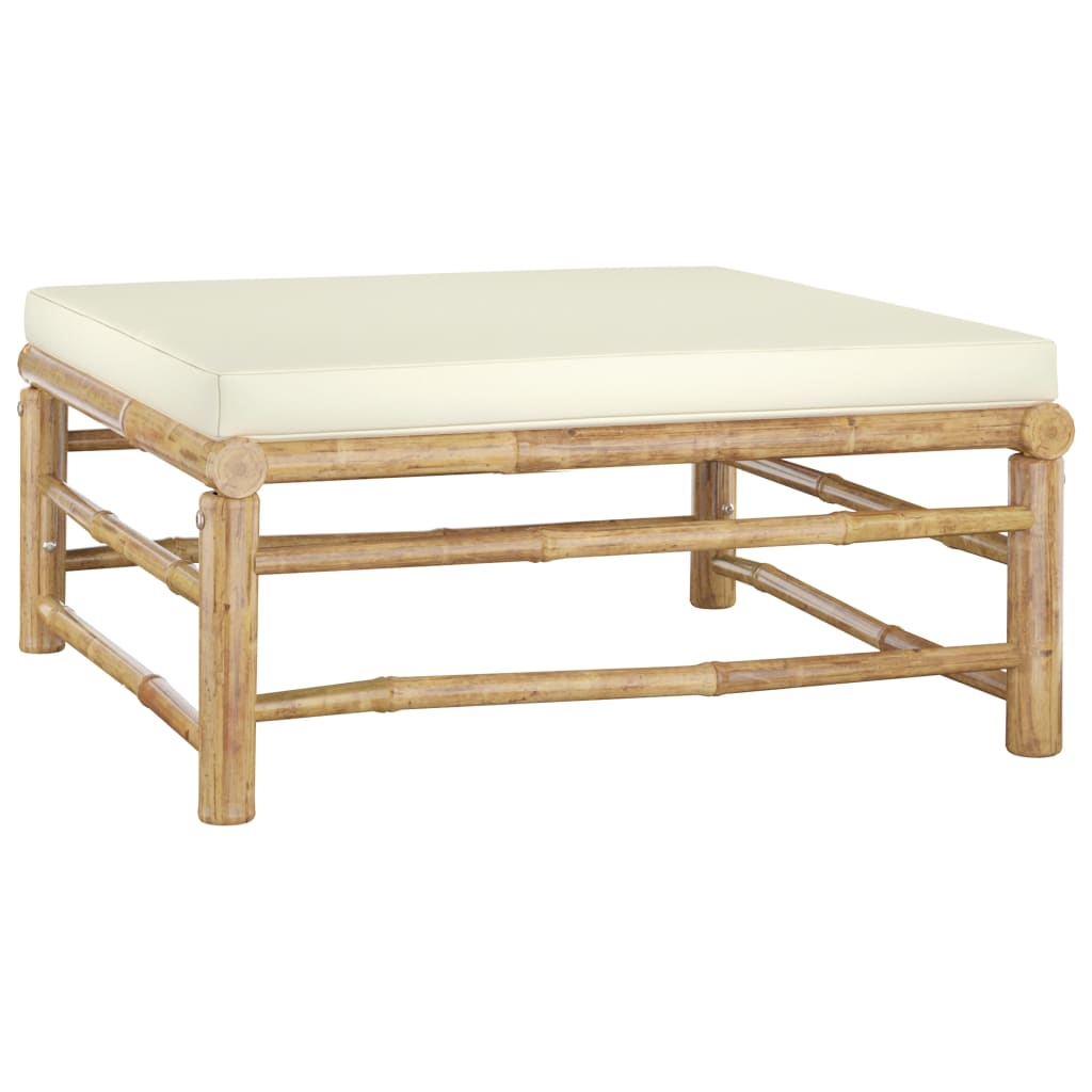 8-piece garden lounge set with cream white cushions bamboo