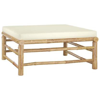 8-piece garden lounge set with cream white cushions bamboo