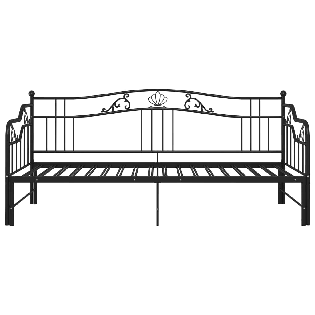 Pull-out sofa bed frame black metal 90x200 cm