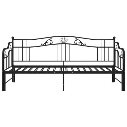 Pull-out sofa bed frame black metal 90x200 cm