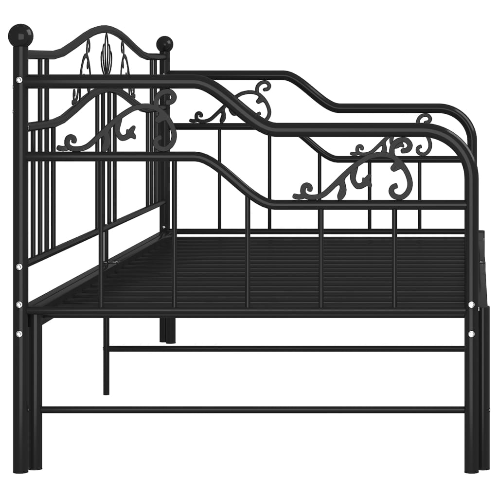 Pull-out sofa bed frame black metal 90x200 cm