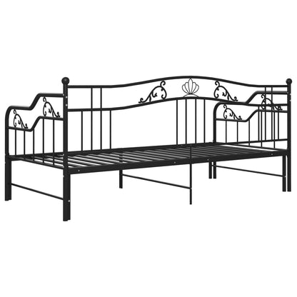 Pull-out sofa bed frame black metal 90x200 cm