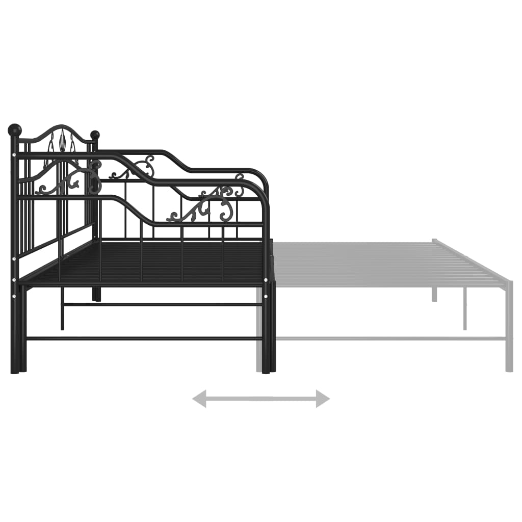 Pull-out sofa bed frame black metal 90x200 cm