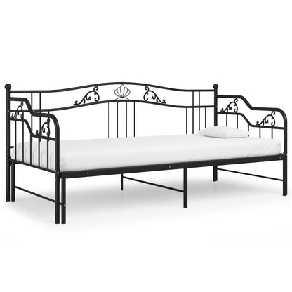 Pull-out sofa bed frame black metal 90x200 cm