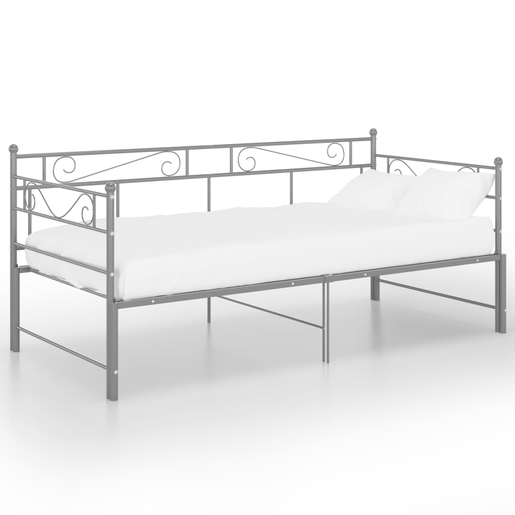 Daybed extendable grey metal 90x200 cm