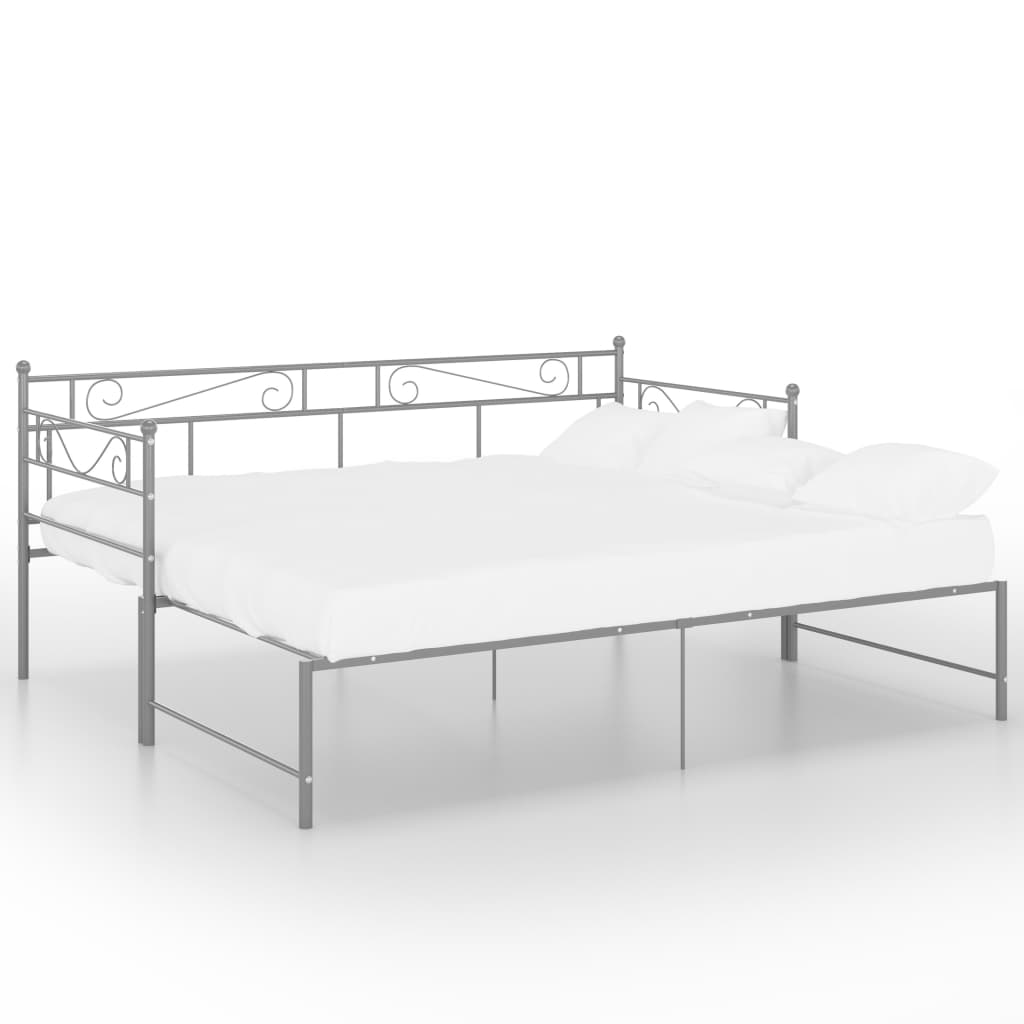 Daybed extendable grey metal 90x200 cm