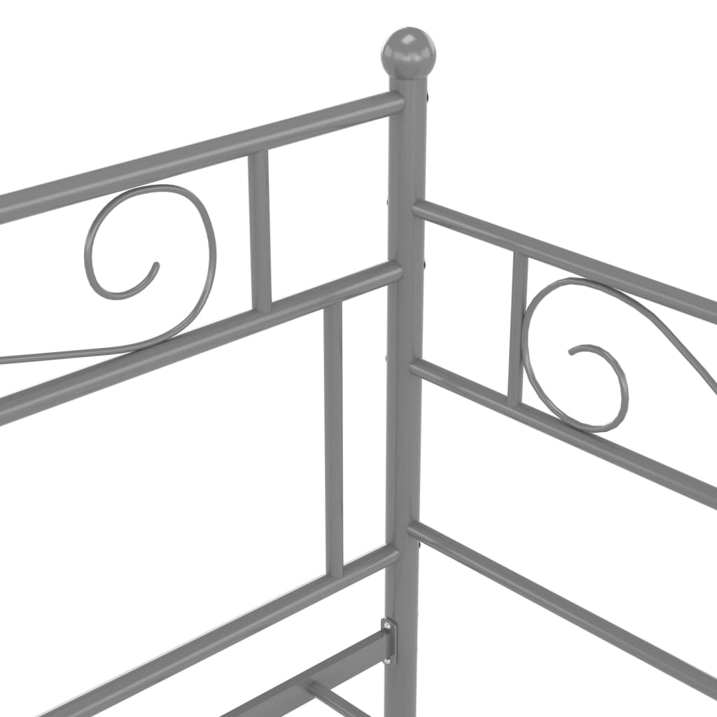 Daybed extendable grey metal 90x200 cm