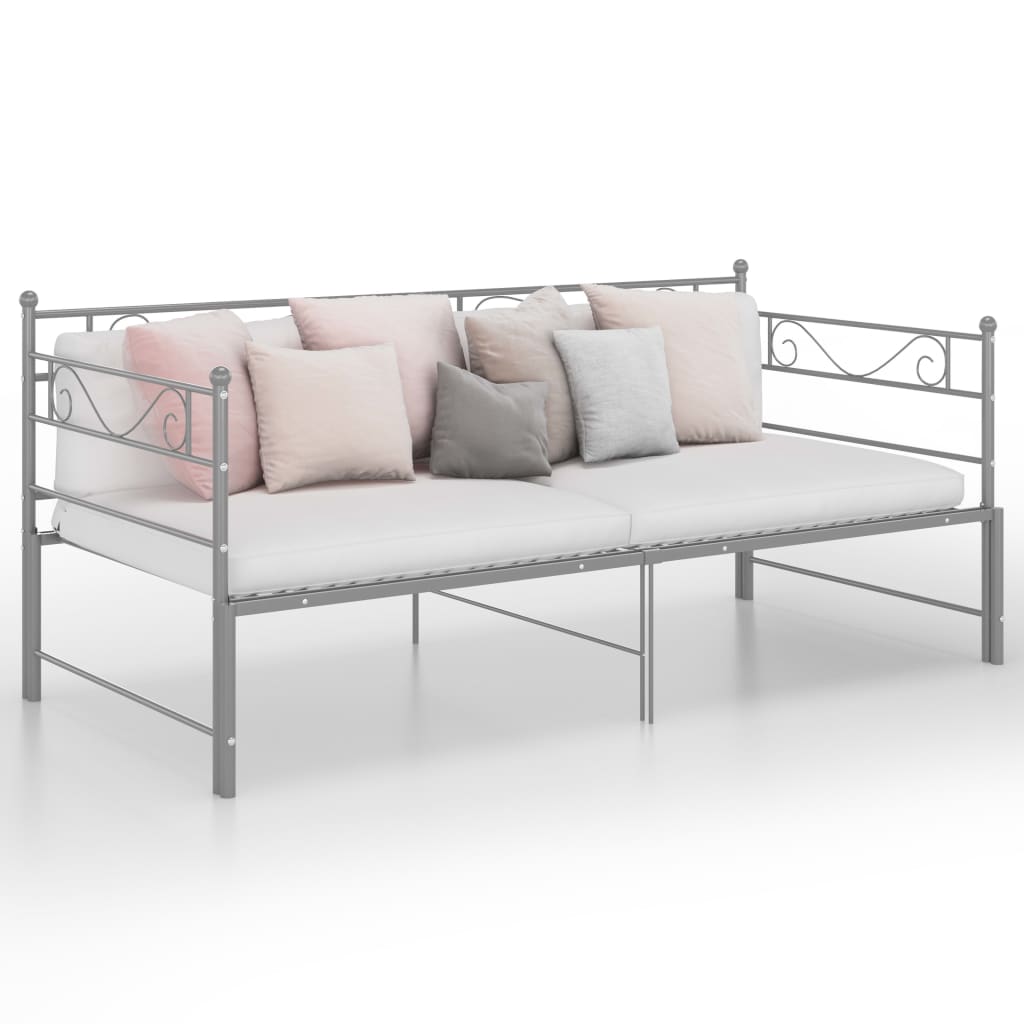 Daybed extendable grey metal 90x200 cm