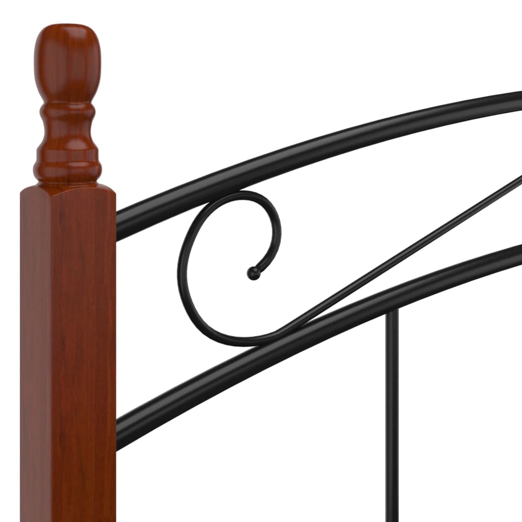 Bettgestell Schwarz Metall und Massivholz Eiche 140x200 cm