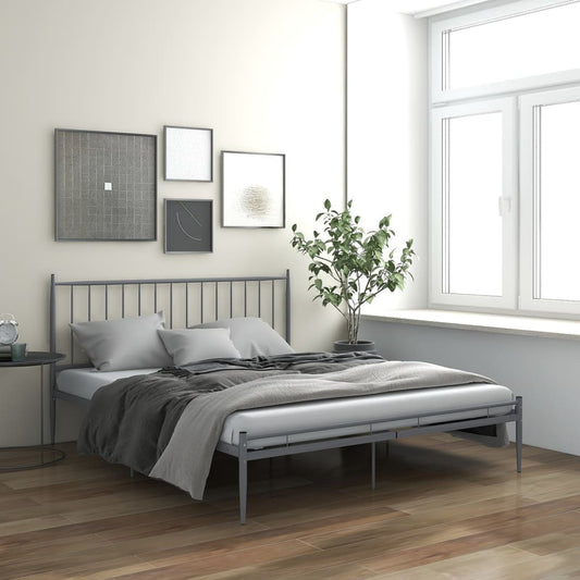 Bed Grey Metal 140x200 cm