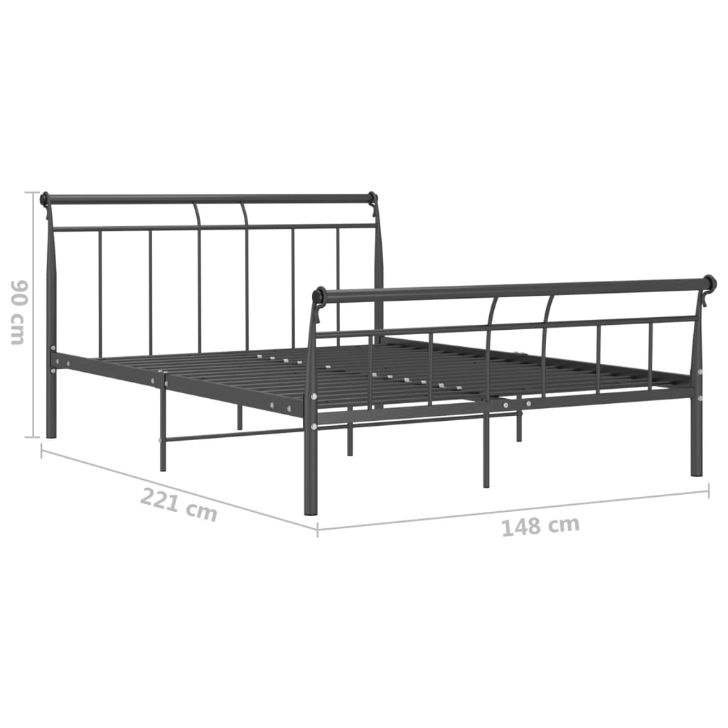 Bed frame black metal 140x200 cm
