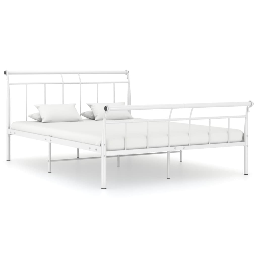 Bed frame white metal 140x200 cm