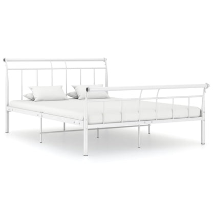 Bed frame white metal 140x200 cm