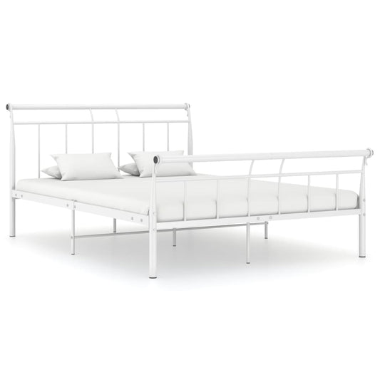 Bed frame white metal 140x200 cm