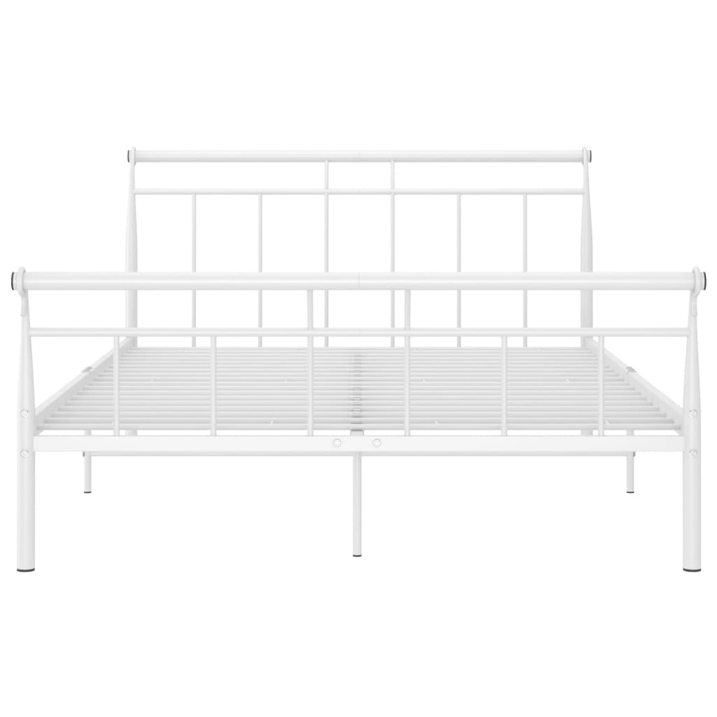 Bed frame white metal 140x200 cm