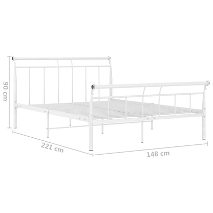 Bed frame white metal 140x200 cm