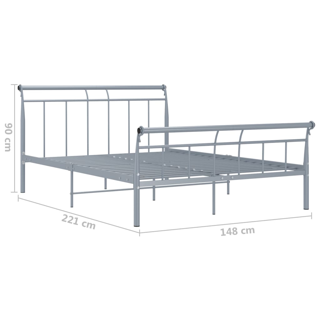 Bed frame grey metal 140x200 cm