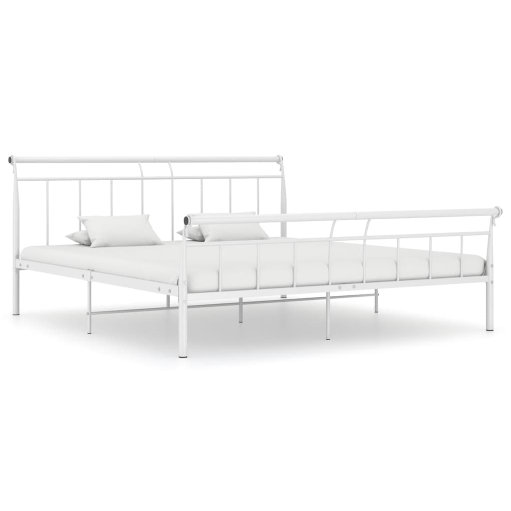 Bed frame white metal 160x200 cm