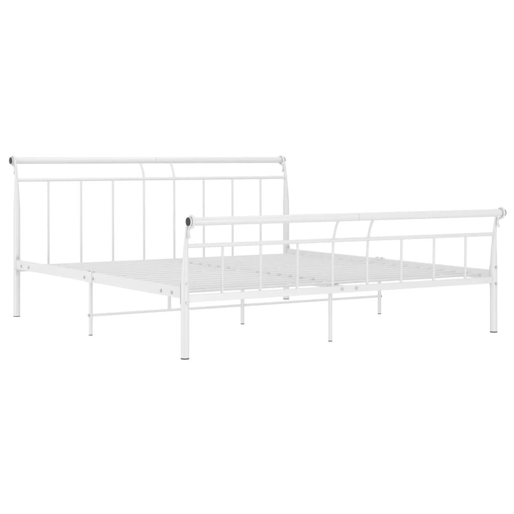 Bed frame white metal 160x200 cm