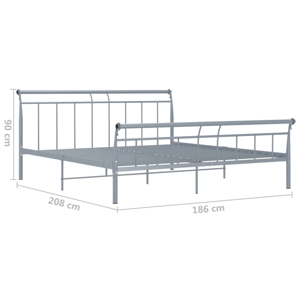 Bed frame grey metal 180x200 cm